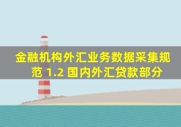 金融机构外汇业务数据采集规范 1.2 国内外汇贷款部分